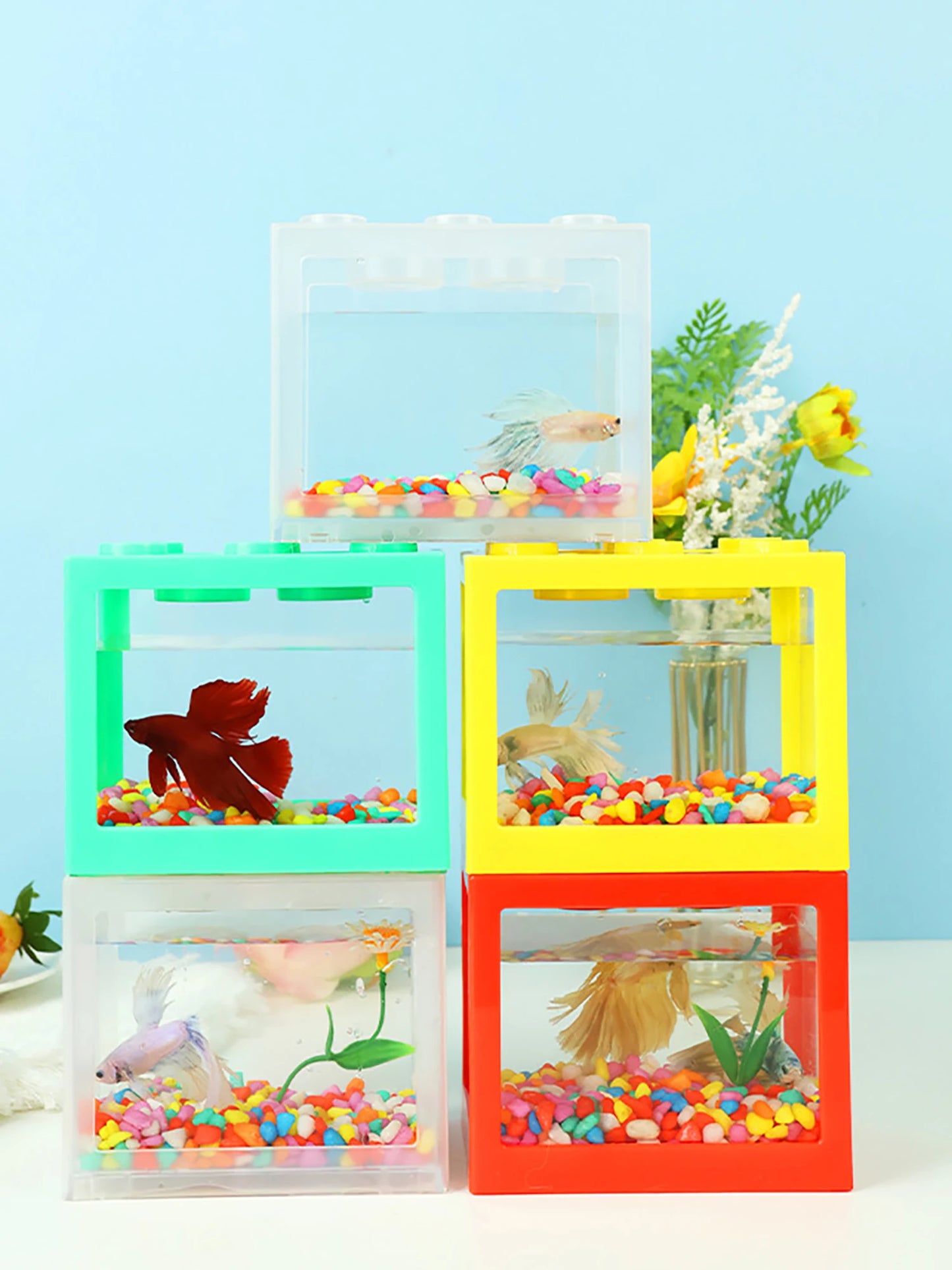StackaTank™ – Mini Stackable Desktop Aquarium with LED Light
