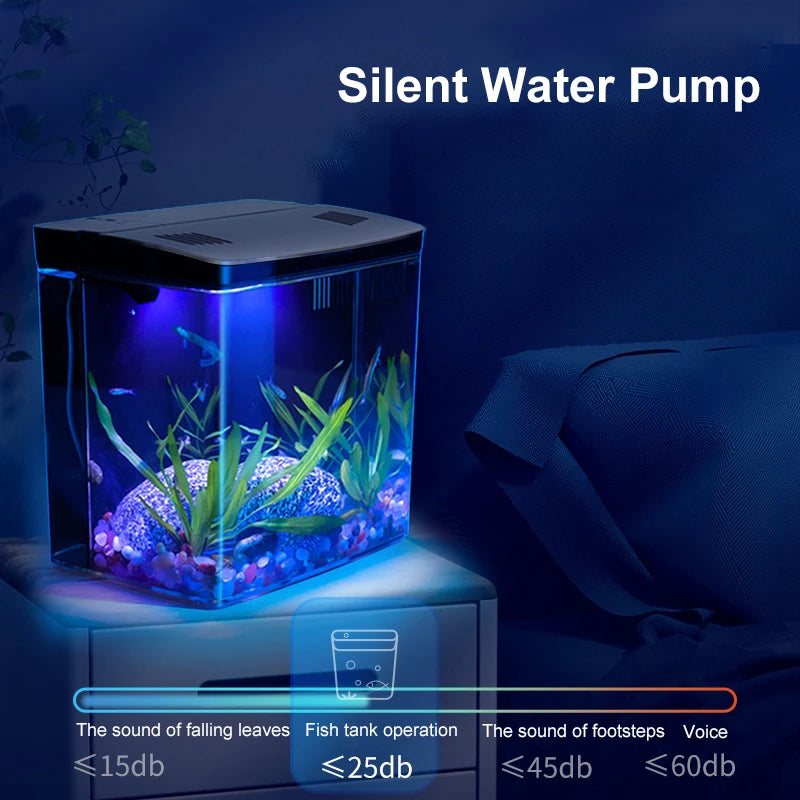 EcoGlow™ Mini Self-Circulating Fish Tank with LED & Back Filter