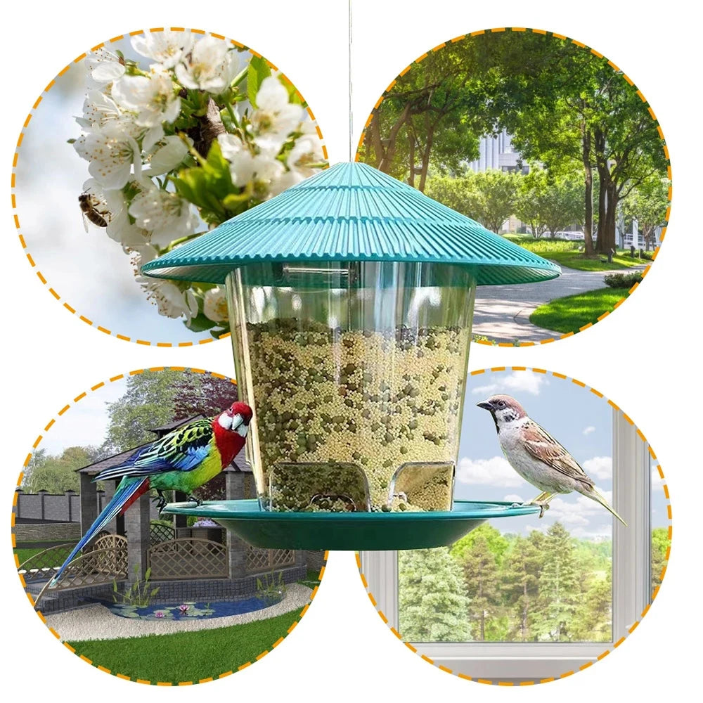 FeatherMate™ HexaView Automatic Hanging Bird Feeder