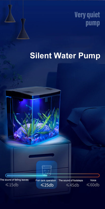 EcoGlow™ Mini Self-Circulating Fish Tank with LED & Back Filter