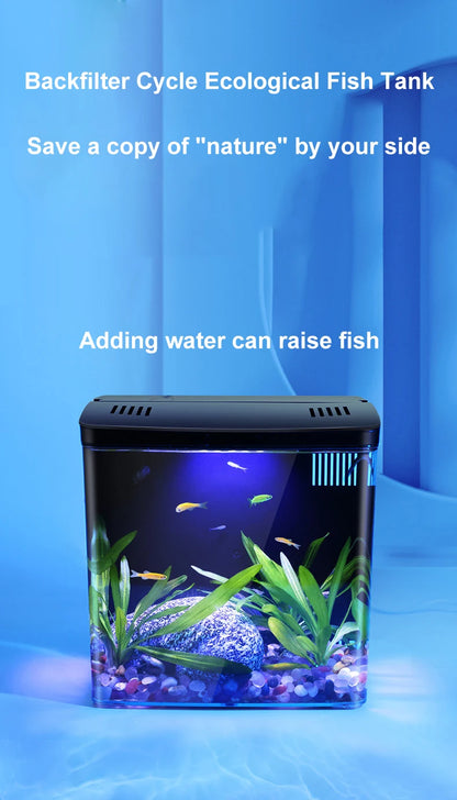 EcoGlow™ Mini Self-Circulating Fish Tank with LED & Back Filter