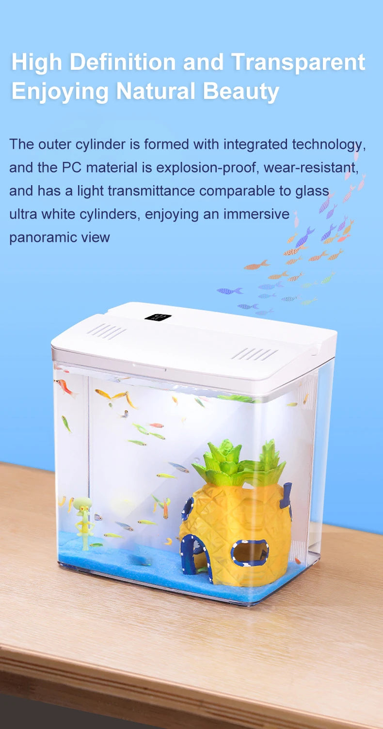 EcoGlow™ Mini Self-Circulating Fish Tank with LED & Back Filter