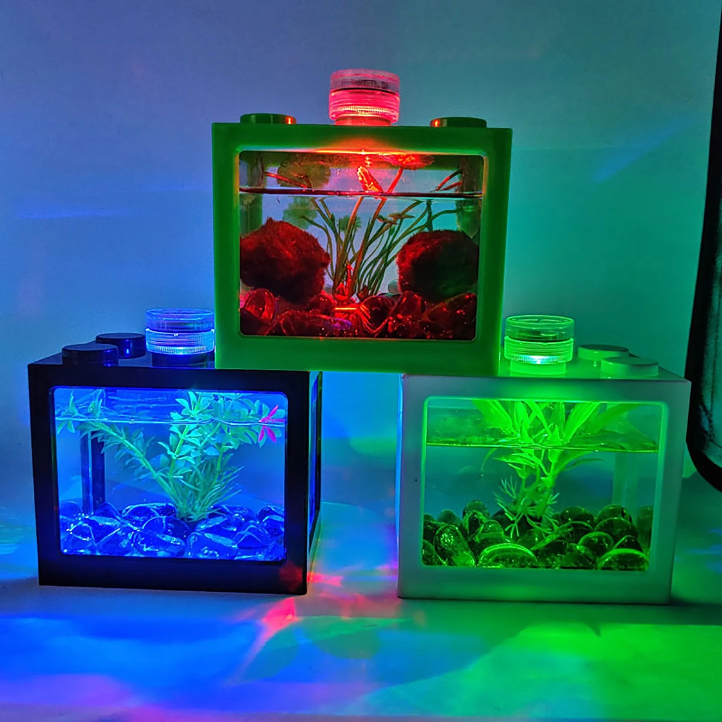 StackaTank™ – Mini Stackable Desktop Aquarium with LED Light