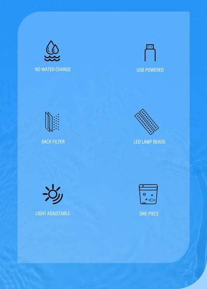 EcoGlow™ Mini Self-Circulating Fish Tank with LED & Back Filter