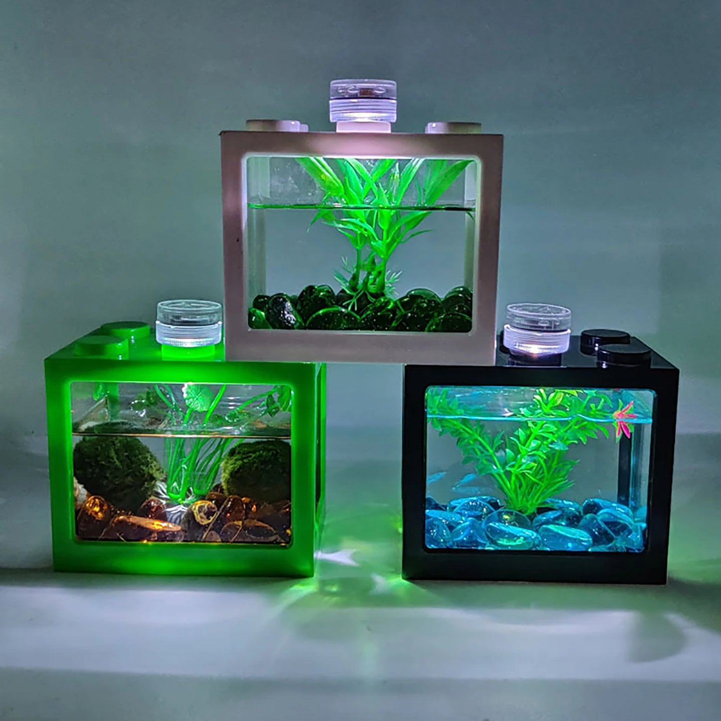 StackaTank™ – Mini Stackable Desktop Aquarium with LED Light