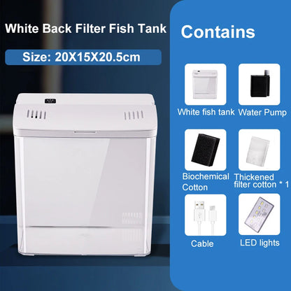 EcoGlow™ Mini Self-Circulating Fish Tank with LED & Back Filter