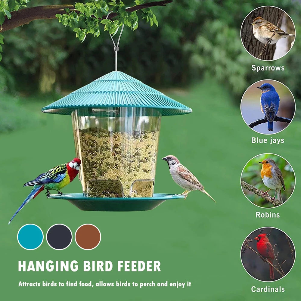 FeatherMate™ HexaView Automatic Hanging Bird Feeder