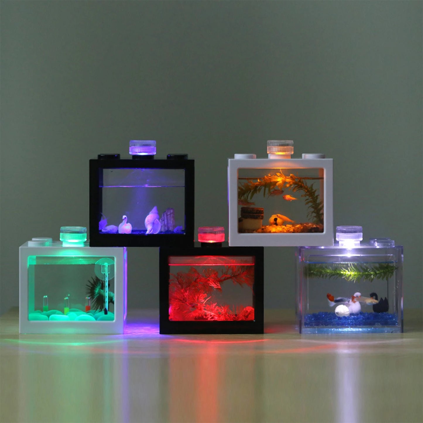 StackaTank™ – Mini Stackable Desktop Aquarium with LED Light