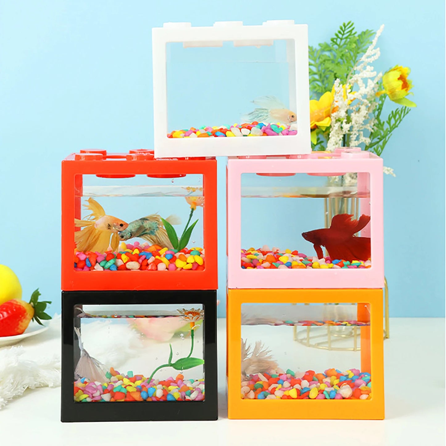 StackaTank™ – Mini Stackable Desktop Aquarium with LED Light