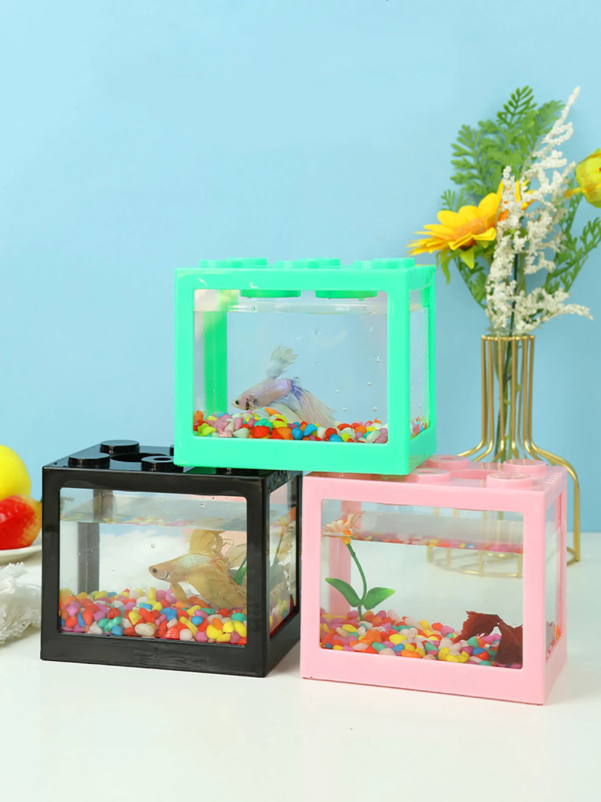 StackaTank™ – Mini Stackable Desktop Aquarium with LED Light